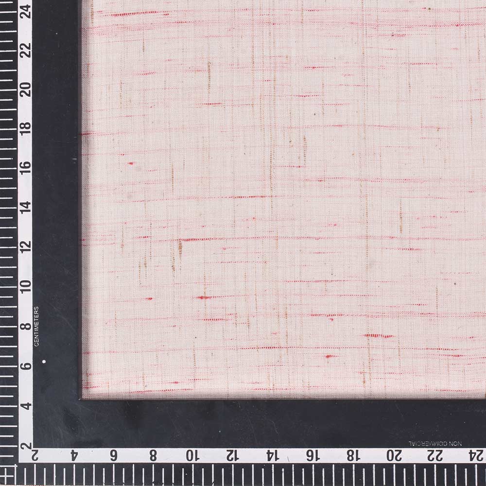 FUTKI CREAM & RED KHADI COTTON 148 GSM HANDWOVEN FABRIC