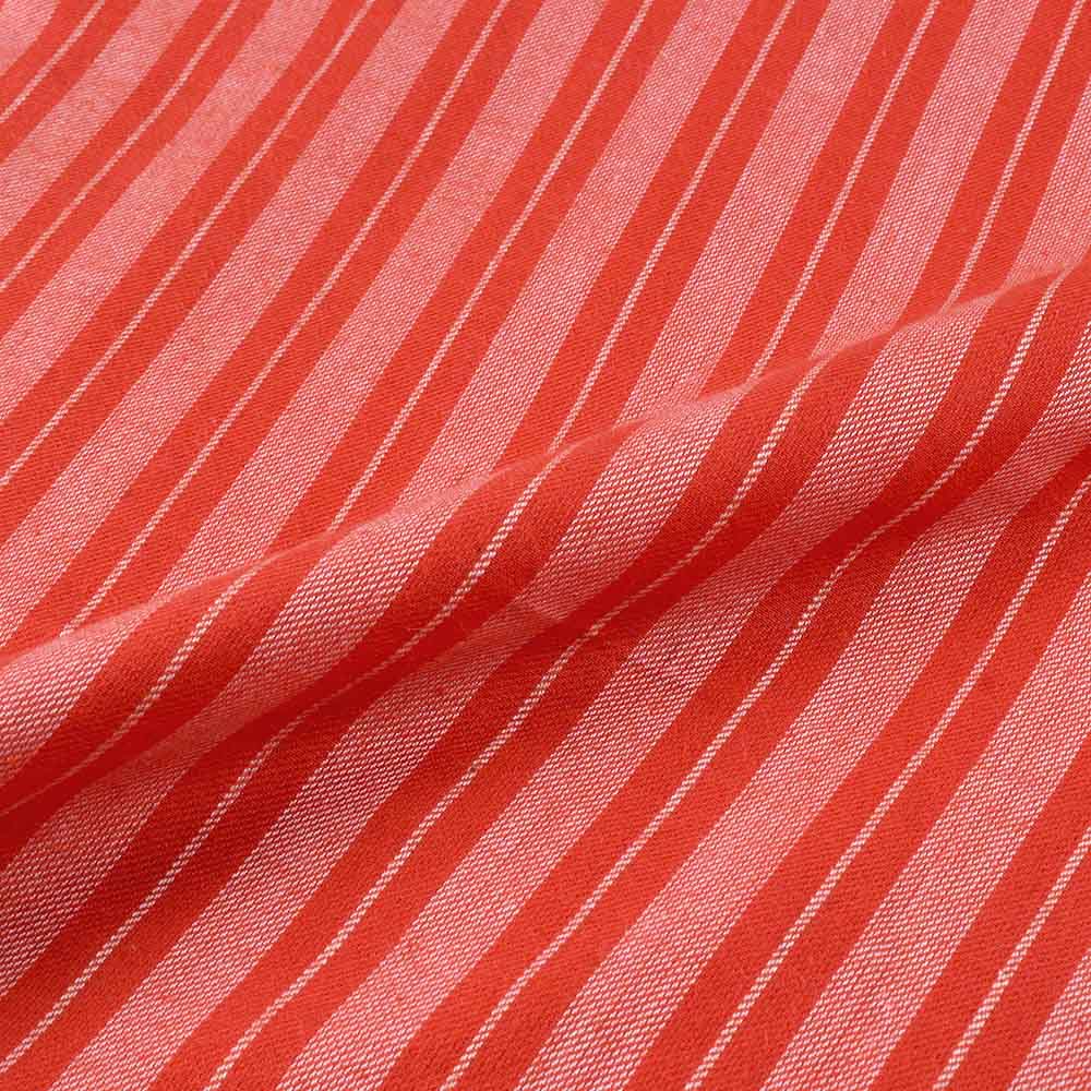 STRIPE TWILL RED WHITE PURE COTTON 105 GSM HANDWOVEN FABRIC