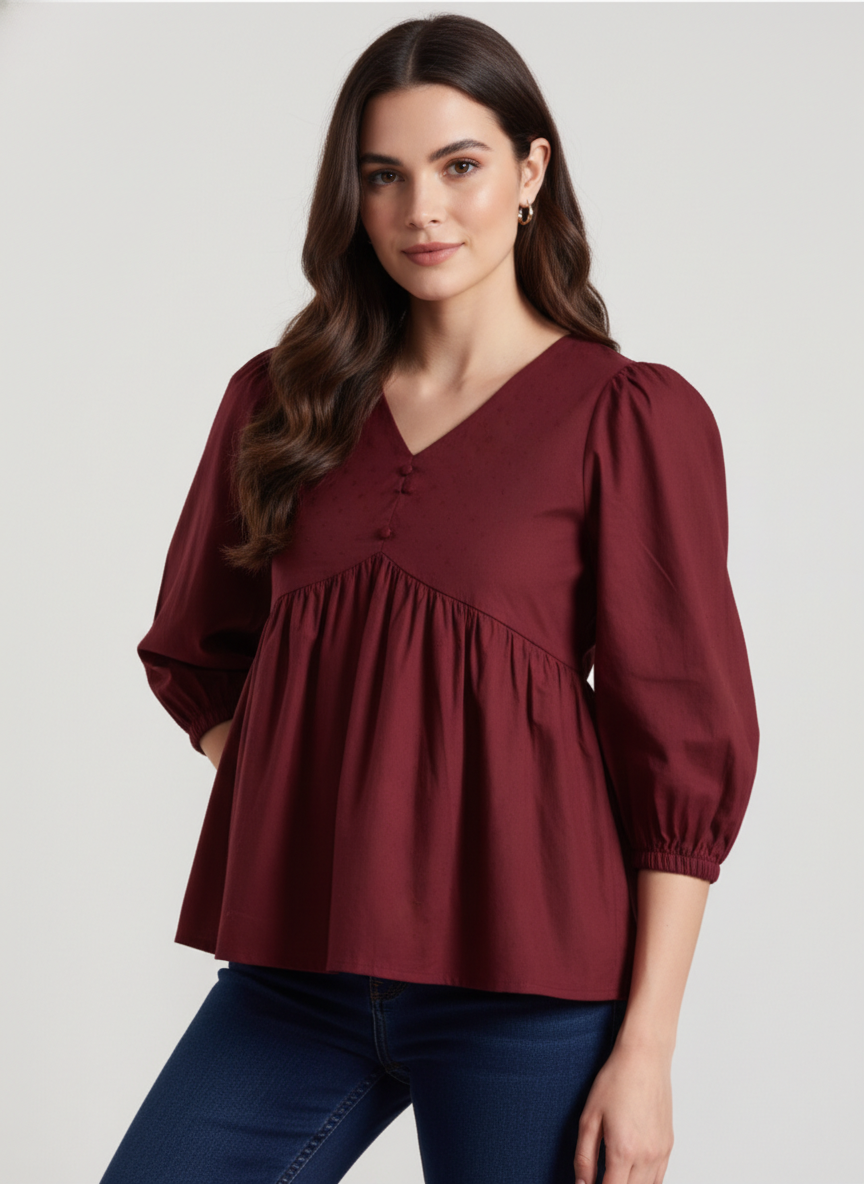 V-Neck Peplum Top
