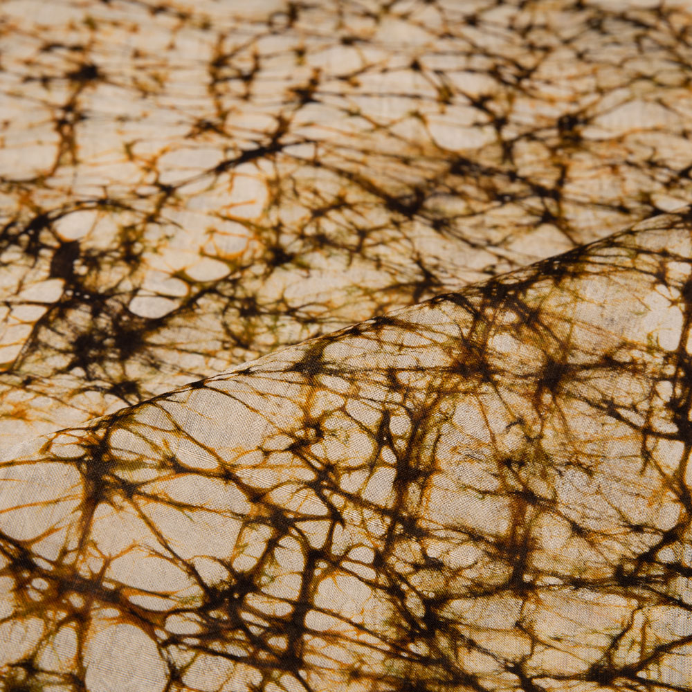 ABSTRACT BROWN YELLOW BATIK MULBERRY SILK 40 GSM FABRIC 10