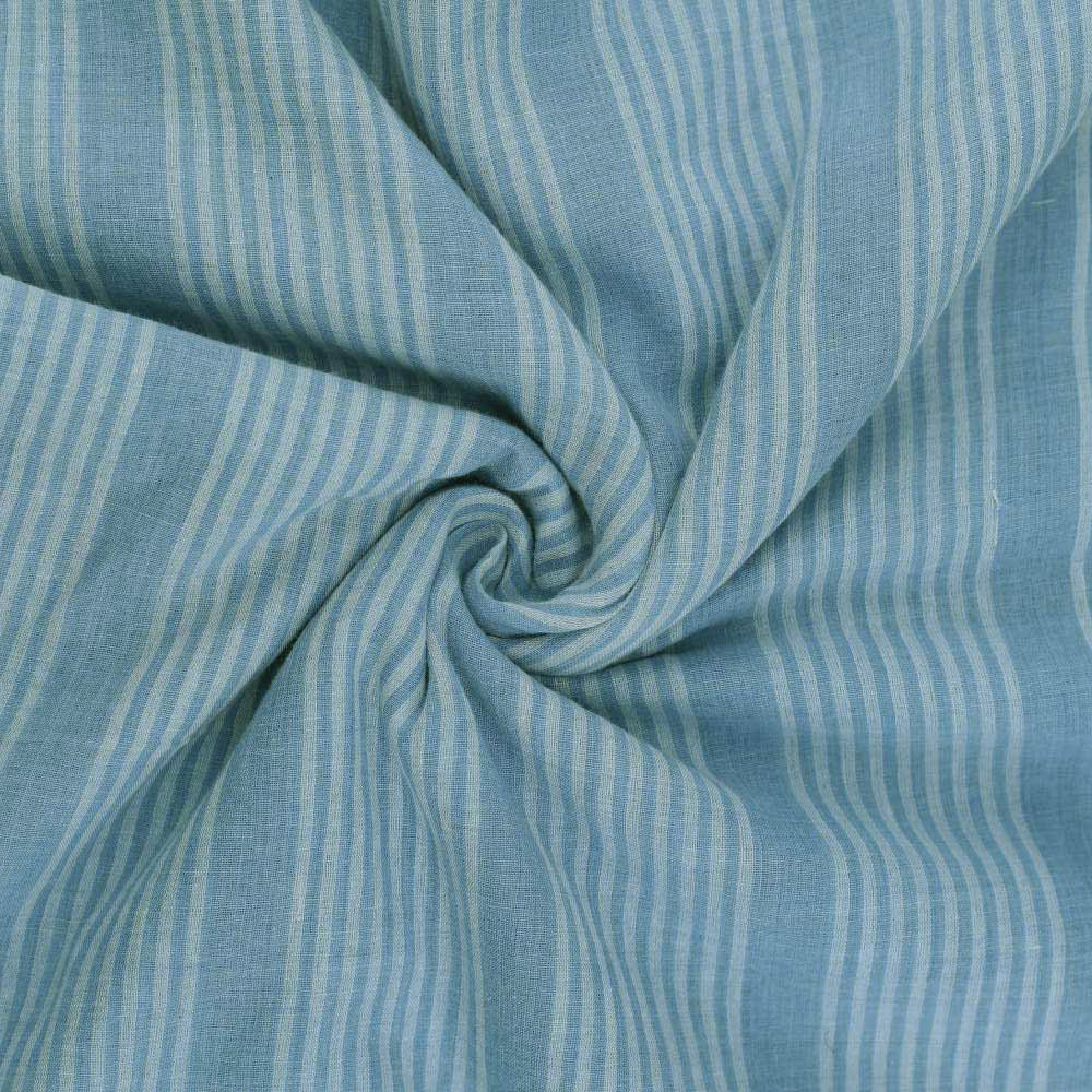 Stripe Blue Natural Indigo Dyed 62 GSM Handwoven Fabric
