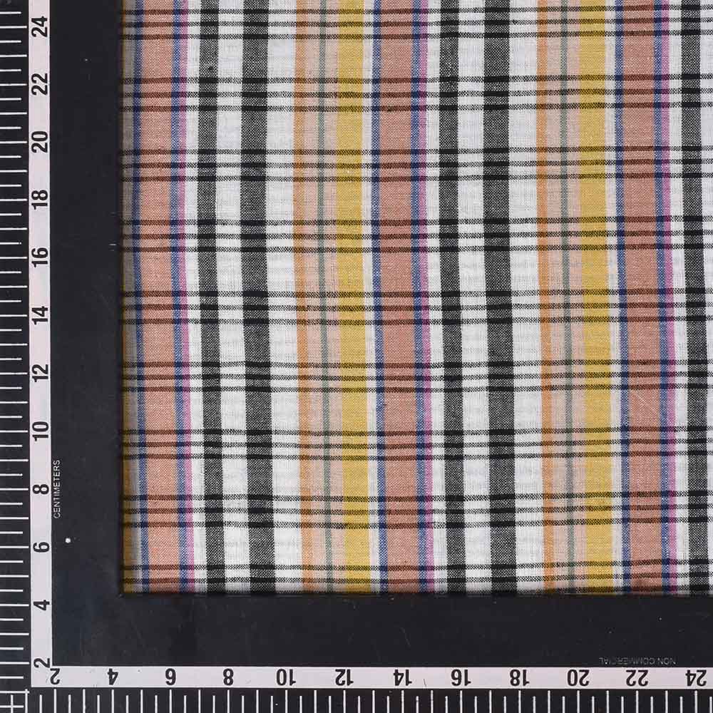 CHECK MULTICOLOUR PURE COTTON 91 GSM HANDWOVEN FABRIC