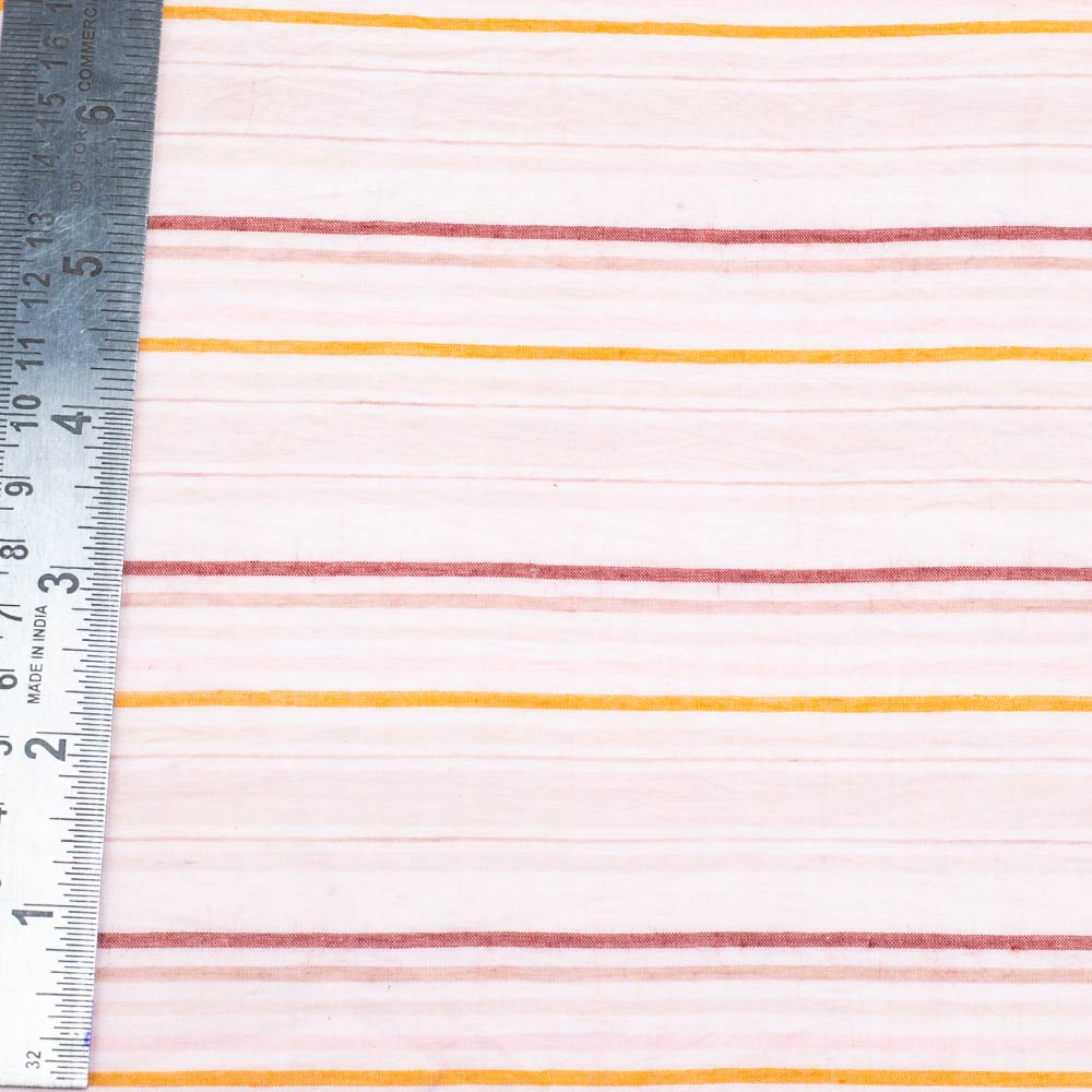 STRIPE BABY PINK PURE COTTON 61 GSM HANDWOVEN FABRIC