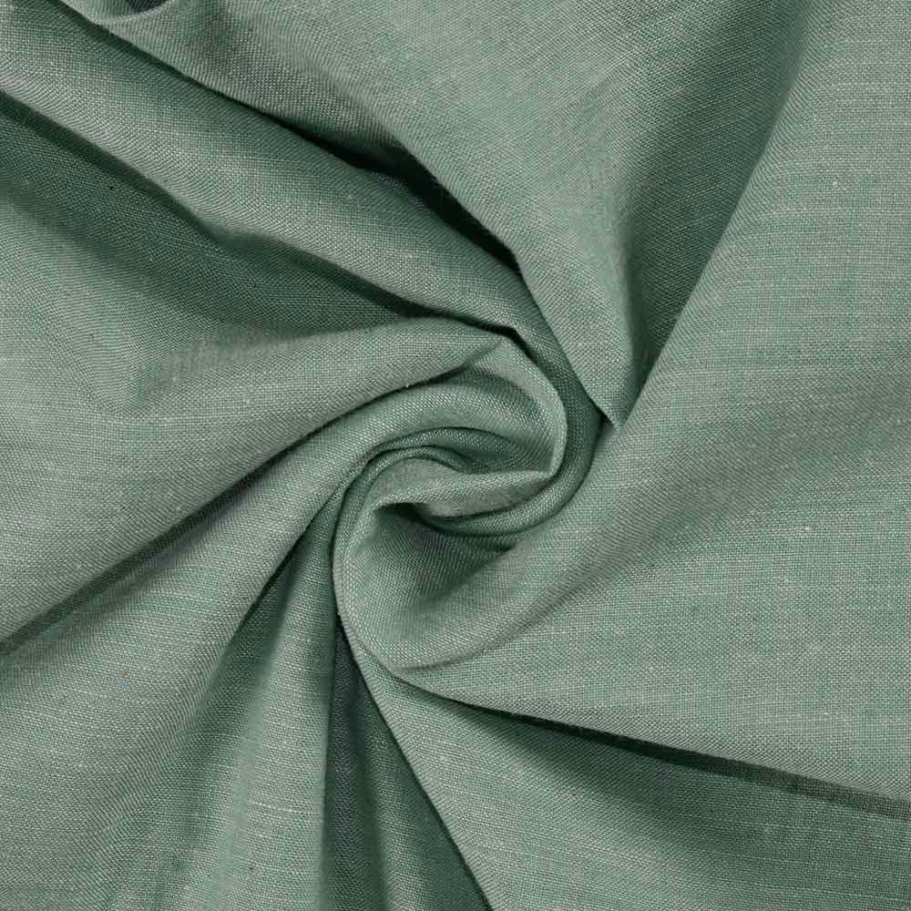 Chambray Light Green Khadi Cotton 92 GSM Handwoven Fabric