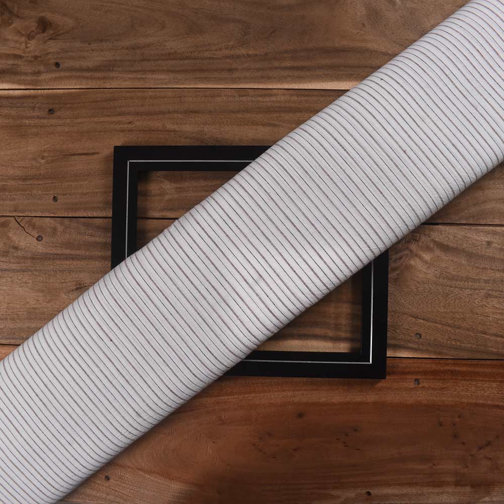Pinstripe Cream Pure Cotton 130 GSM Handwoven Fabric