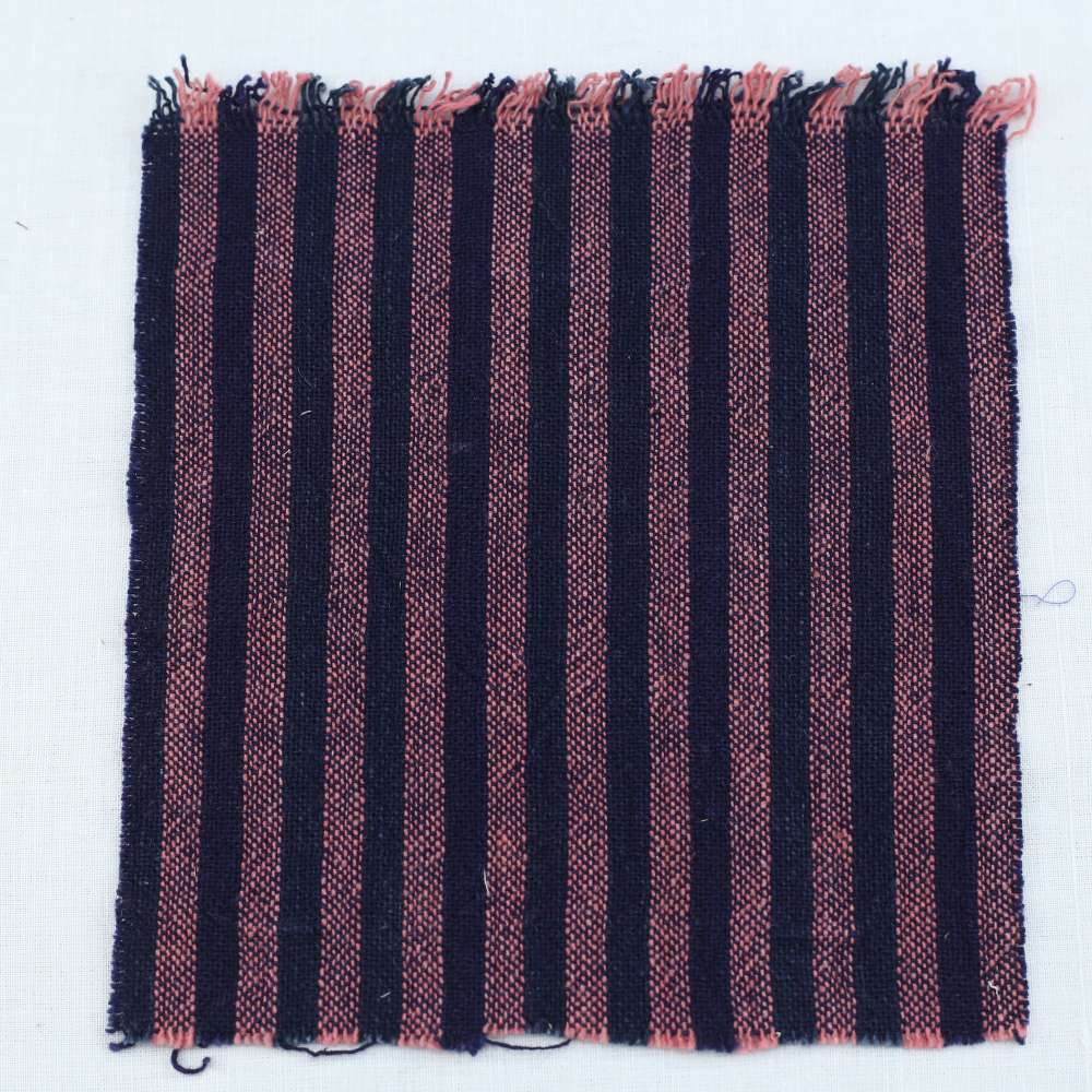 STRIPE MIDNIGHT BLUE & PINK KHADI FABRIC - 250 GSM HANDSPUN & HANDWOVEN