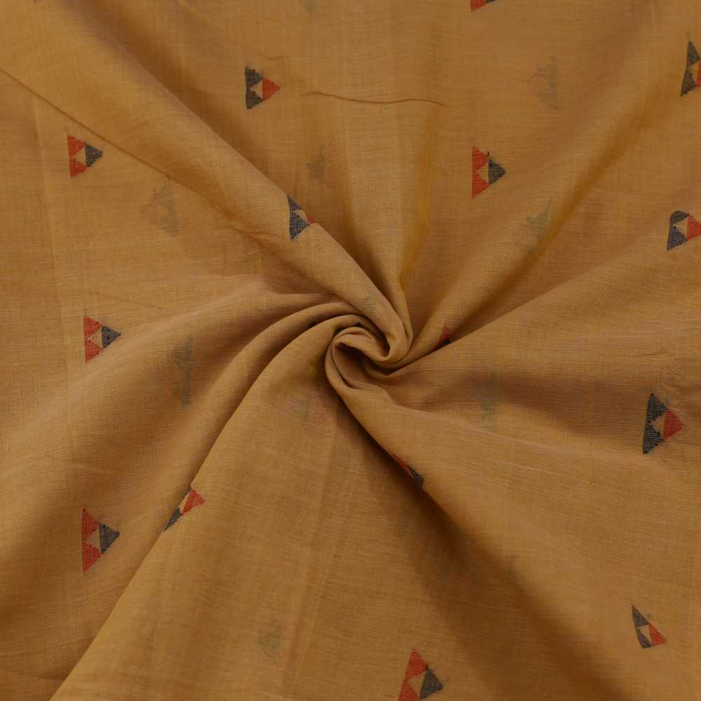Geometric Orange Jamdani Pure Cotton 55 GSM Fabric 120