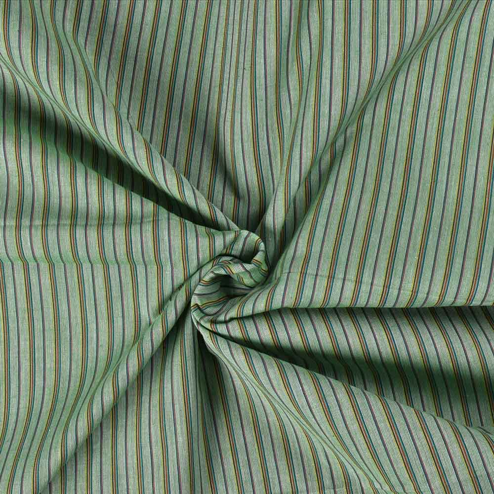 Stripe Green Pure Cotton 83 GSM Handwoven Fabric