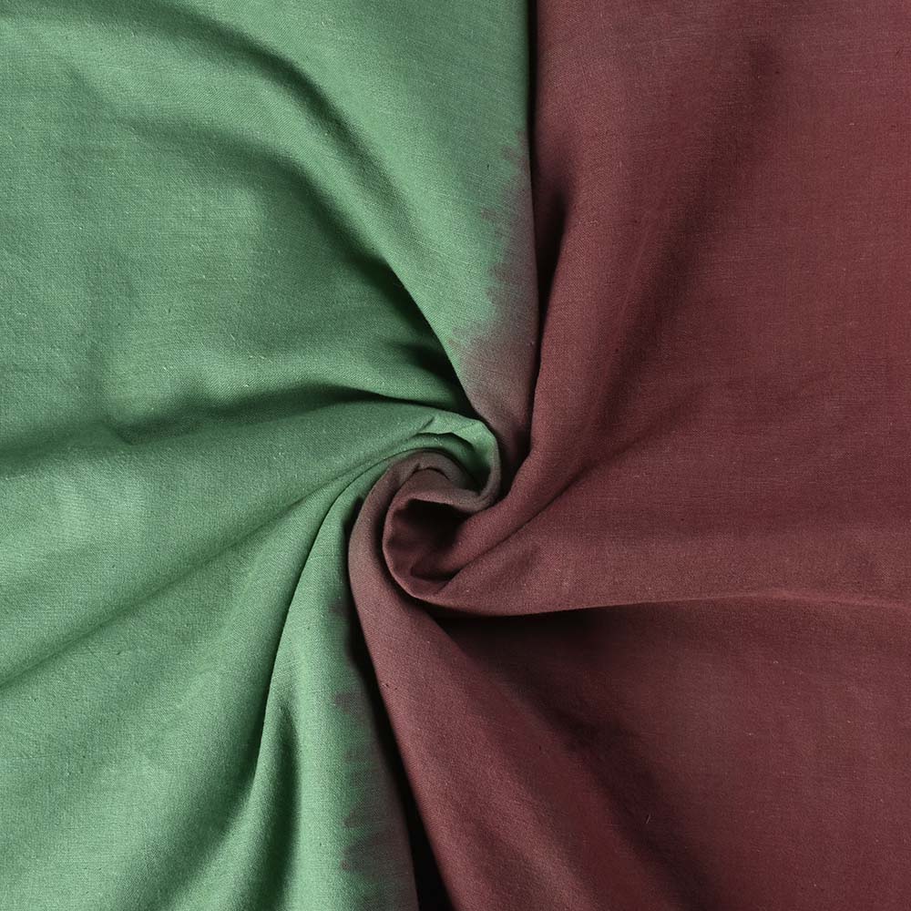 Ombré Tie Dye Red Green Khadi Cotton 115 GSM Handwoven Fabric