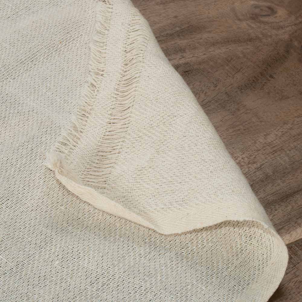 Herringbone Cream Cotton Linen 185 GSM Handwoven Fabric