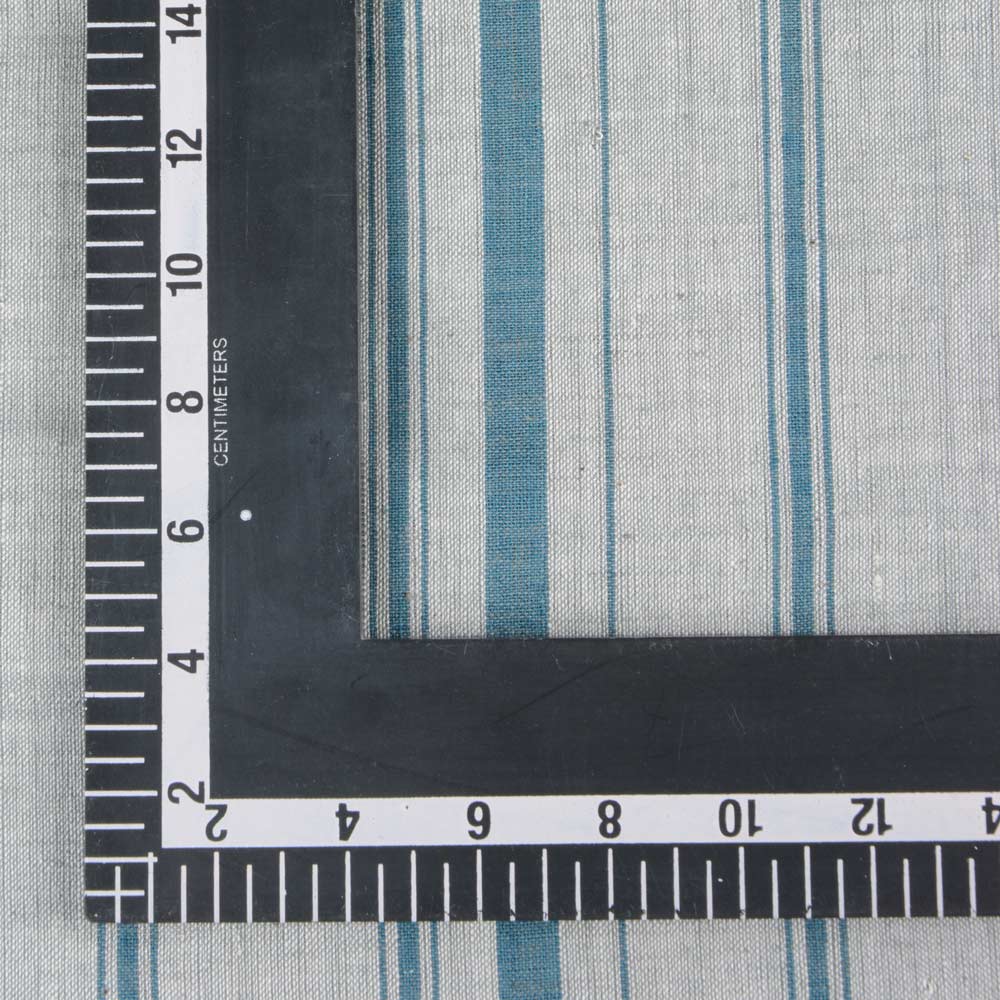 STRIPE GREY & TEAL PURE KHADI FABRIC - 119 GSM HANDSPUN & HANDWOVEN