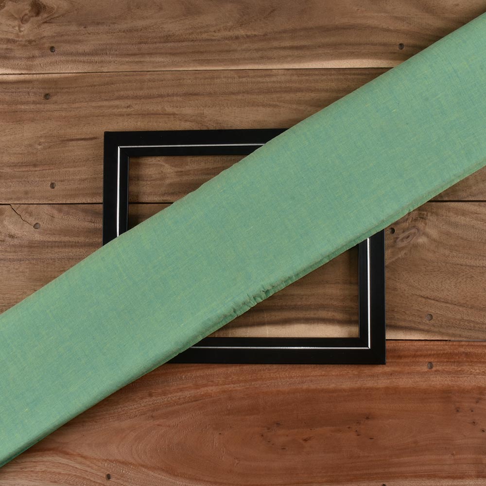Chambray Green Khadi Cotton 75 GSM Handwoven Fabric H34