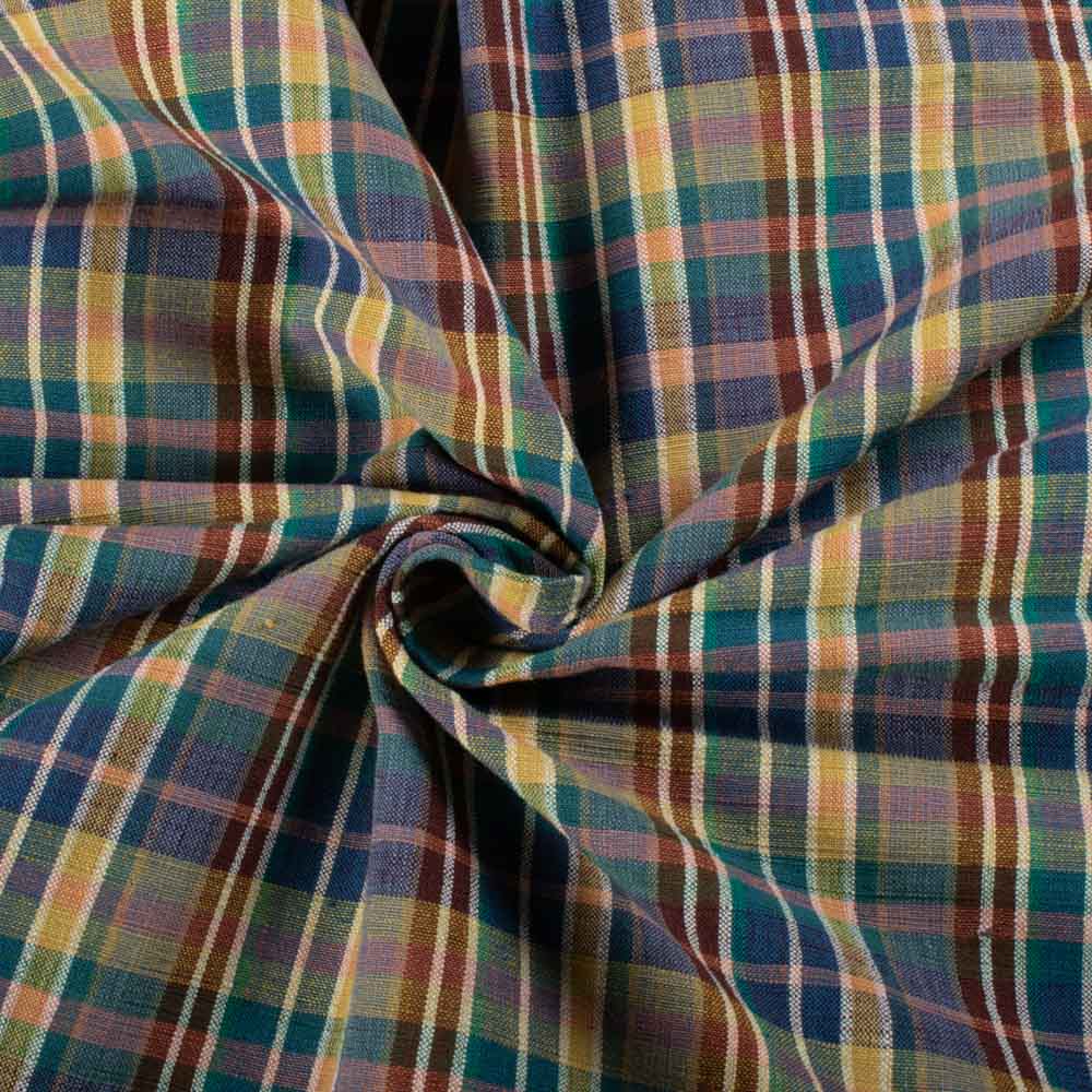 Multicolor Check Cotton & Khadi 125 GSM Handwoven Fabic 812