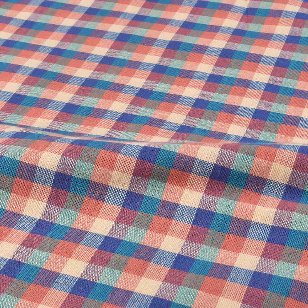 CHECK MULTICOLOUR PURE COTTON 96 GSM HANDWOVEN FABRIC