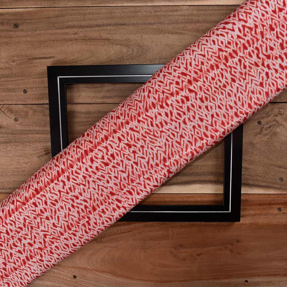 Abstract Red & White Shibori Mercerised Cotton 70 GSM Fabric