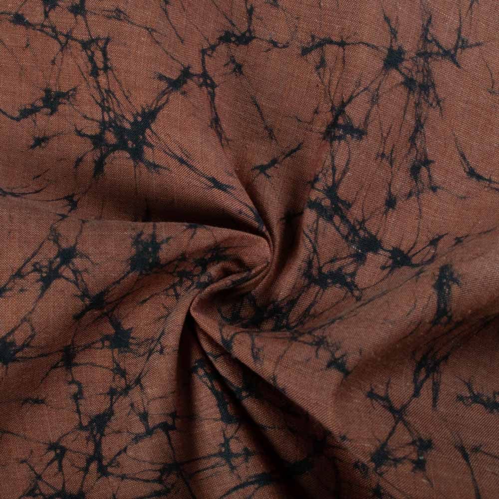 Abstract Brown Batik Cotton Khadi 112 GSM Fabric - Hand Printed 02
