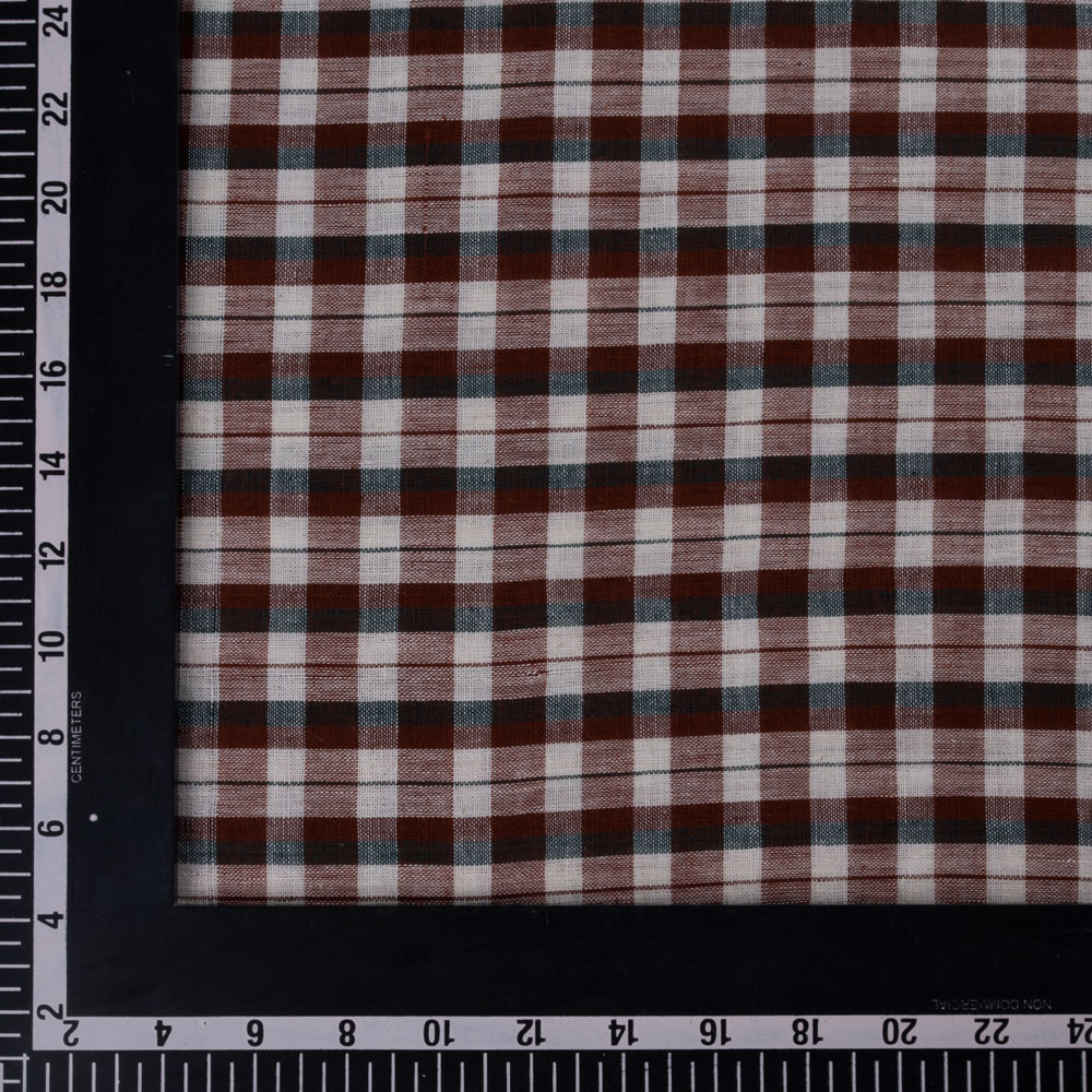 CHECK BROWN PURE COTTON 98 GSM HANDWOVEN FABRIC 230