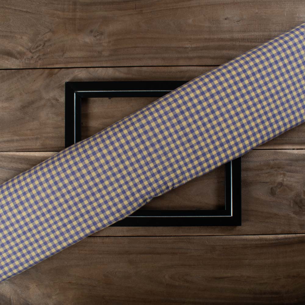 Purple & Yellow Check Pure Cotton 100 GSM Handwoven Fabric