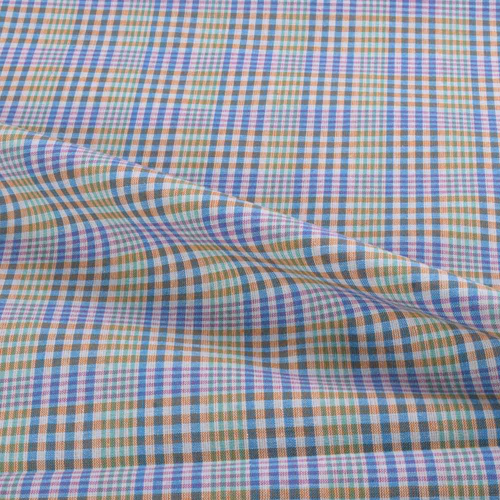 CHECK MULTICOLOR PURE COTTON 92 GSM HANDWOVEN FABRIC