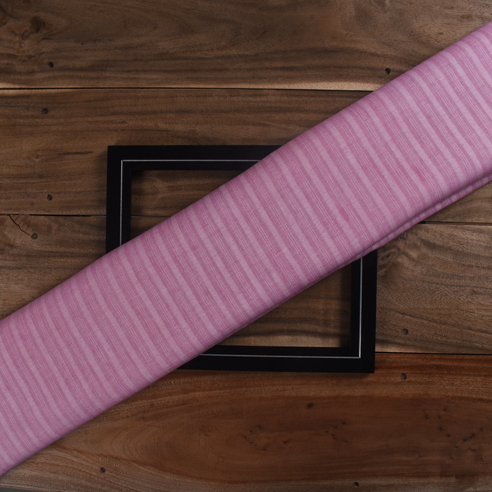 Stripe Baby Pink Pure Cotton 85 GSM Handwoven Fabric