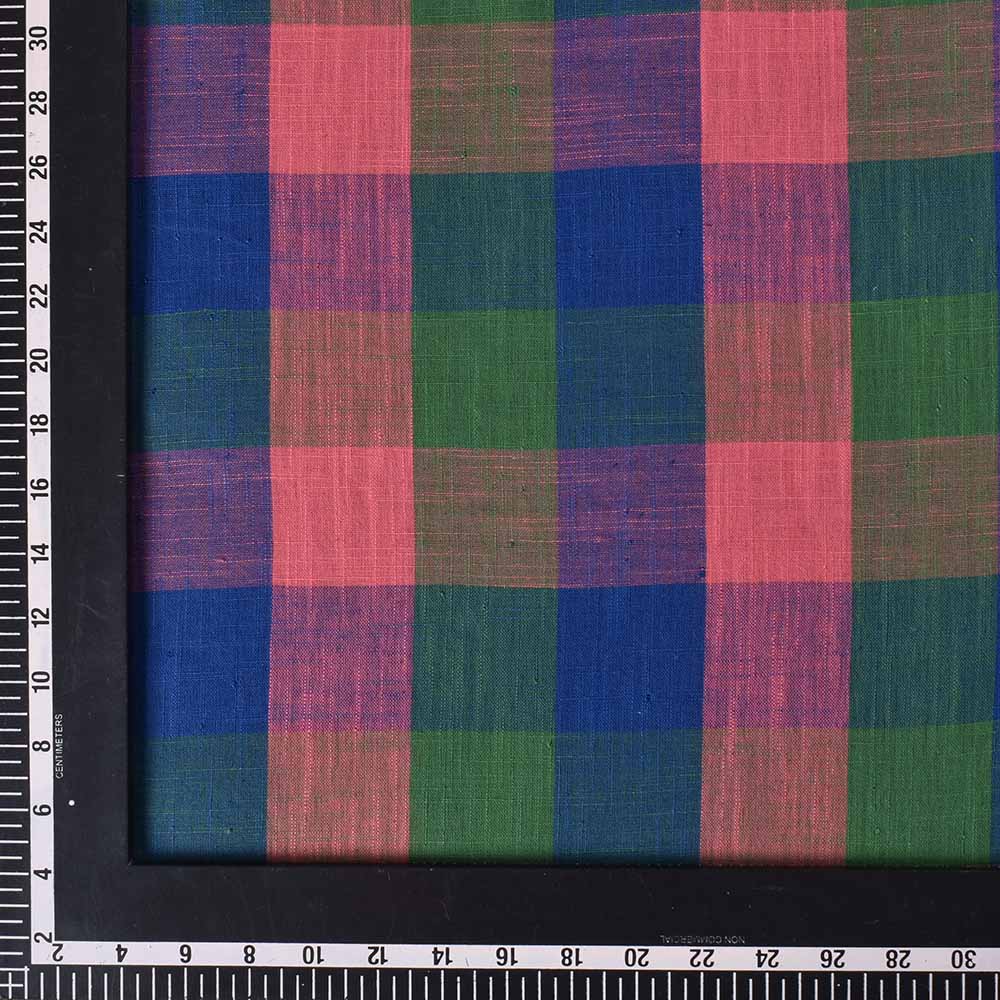 CHECK MULTICOLOR SLUB PURE COTTON 90 GSM HANDWOVEN FABRIC