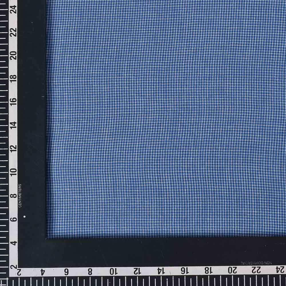 CHECK BLUE WHITE PURE COTTON 50 GSM HANDWOVEN FABRIC