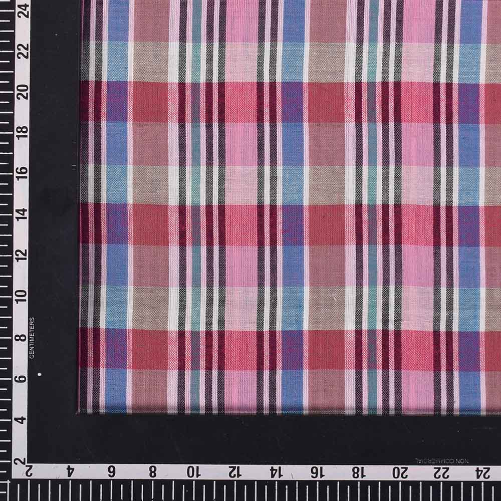 CHECK MULTICOLOR PURE COTTON 100 GSM HANDWOVEN FABRIC 558