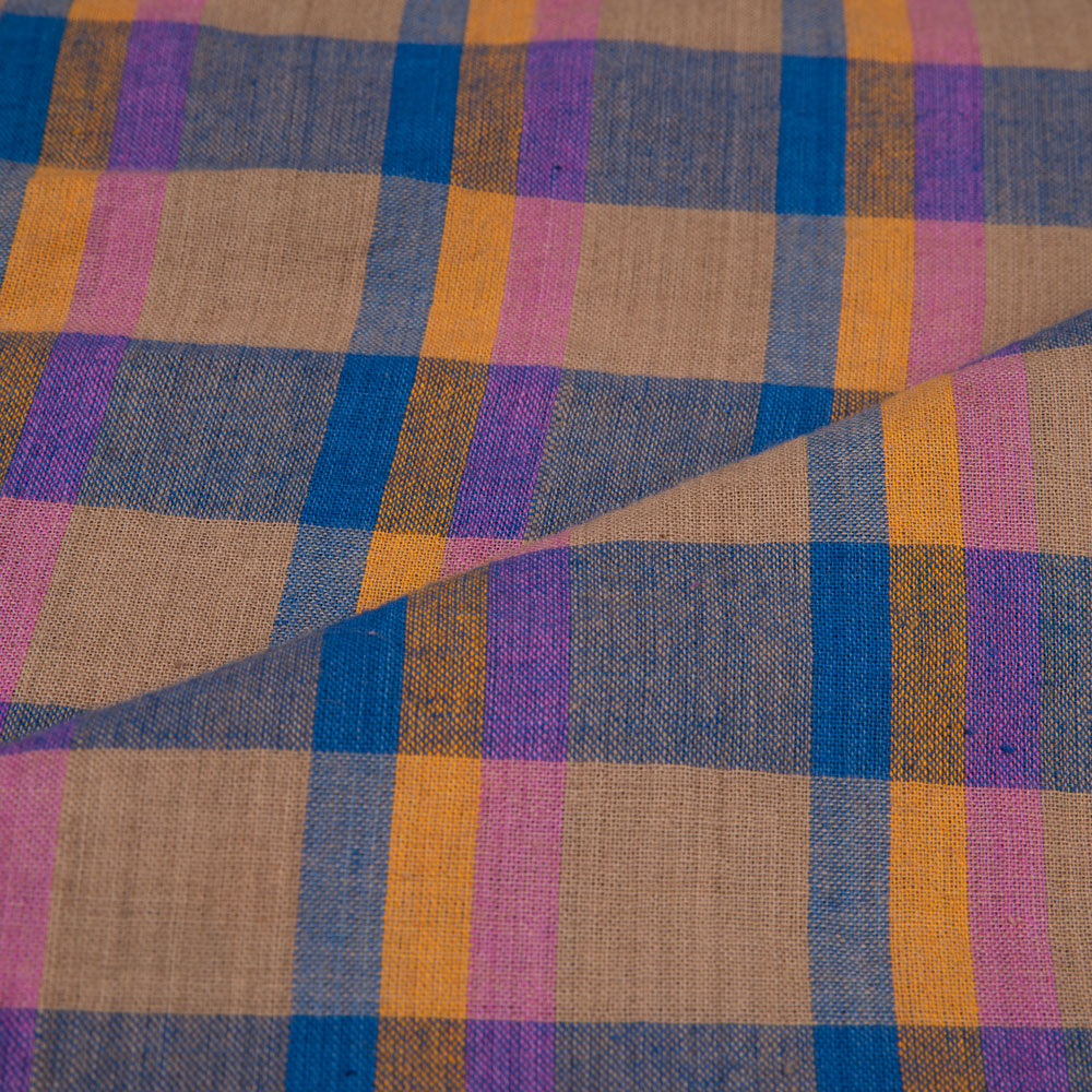 CHECK MULTICOLOUR PURE COTTON 90 GSM HANDWOVEN FABRIC