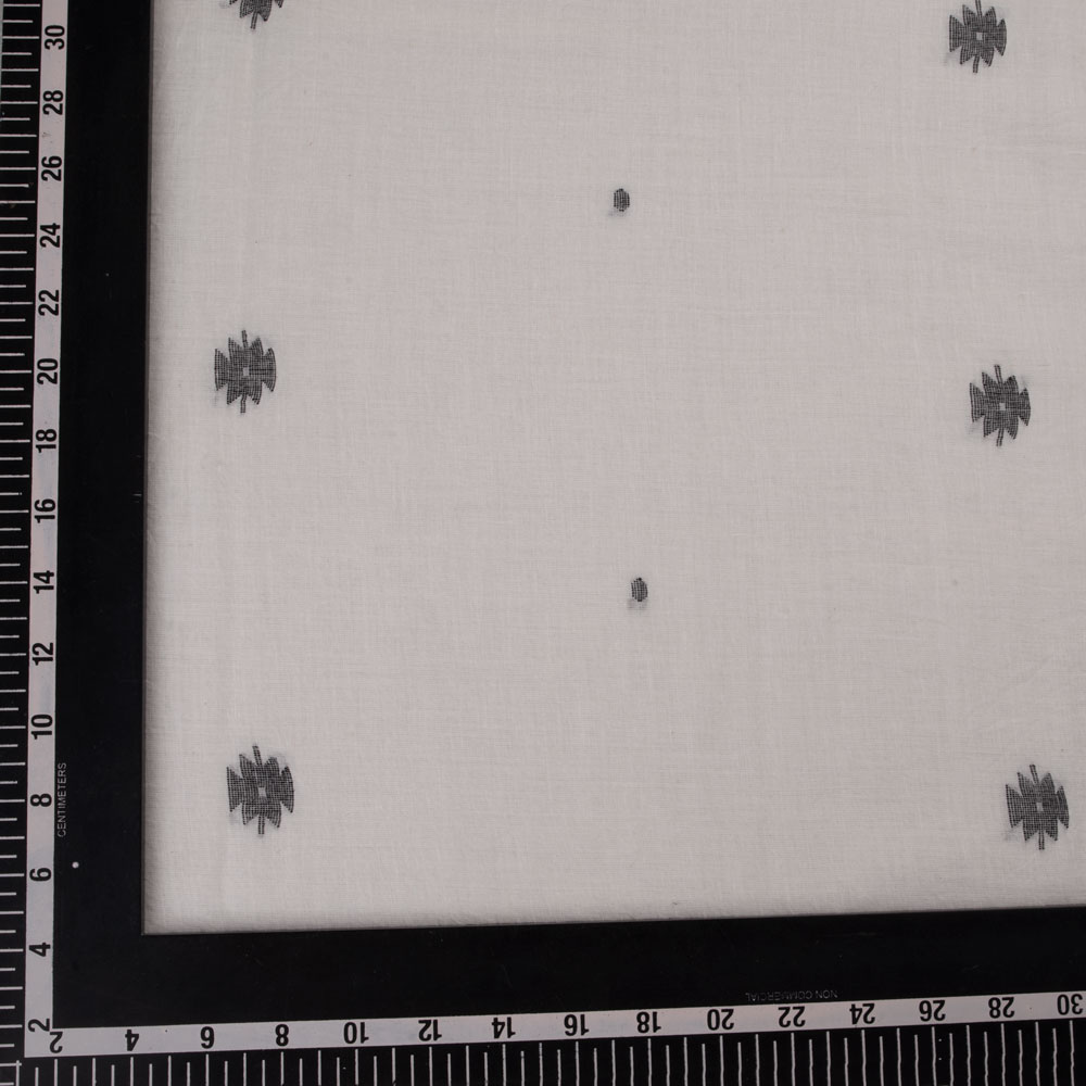 GEOMETRIC WHITE JAMDANI PURE COTTON 55 GSM FABRIC 17