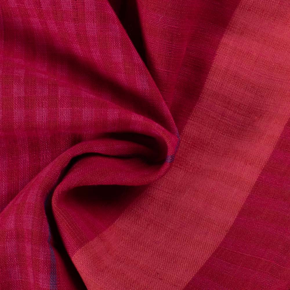 Check Red & Pink Pure Cotton 65 GSM Handwoven Fabric