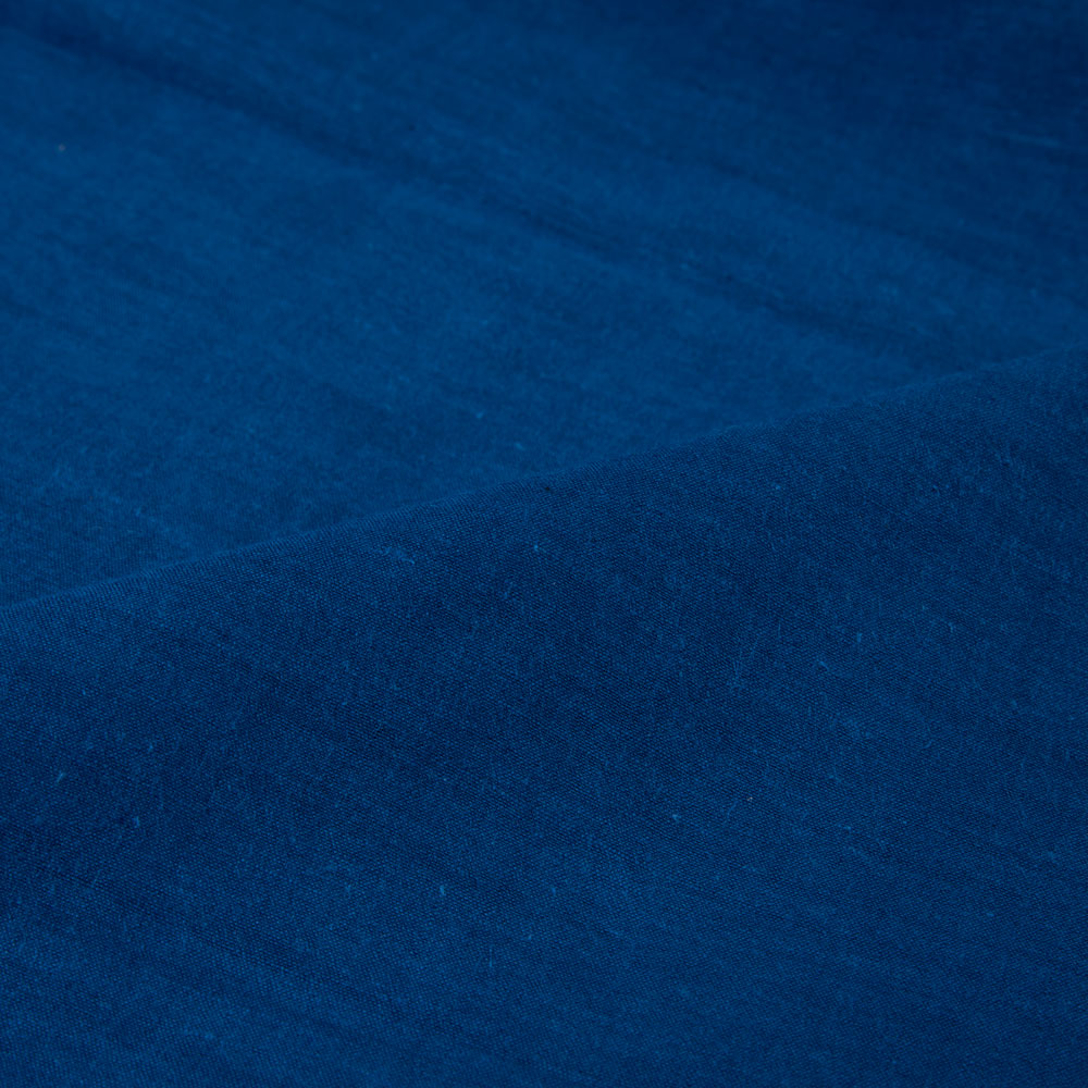 PLAIN BLUE KHADI COTTON 69 GSM HANDWOVEN FABRIC