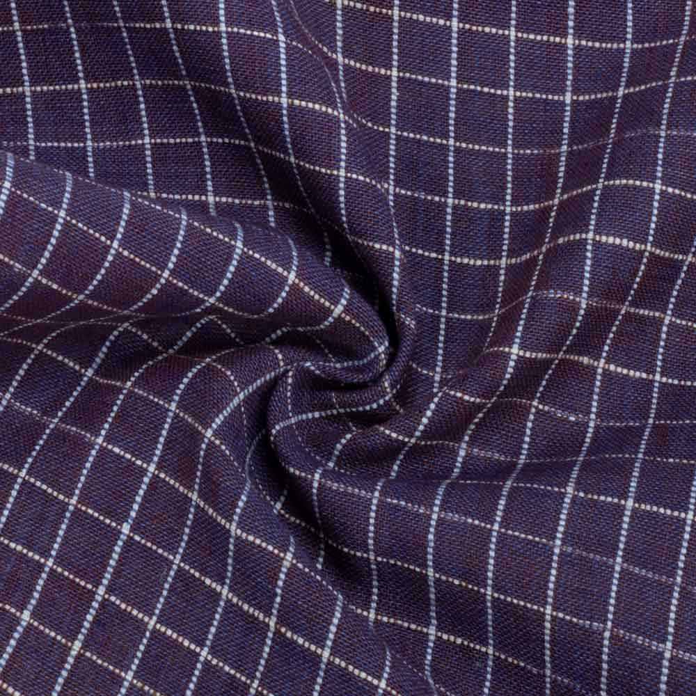 Check Purple Khadi Cotton 90 GSM Handwoven Fabric