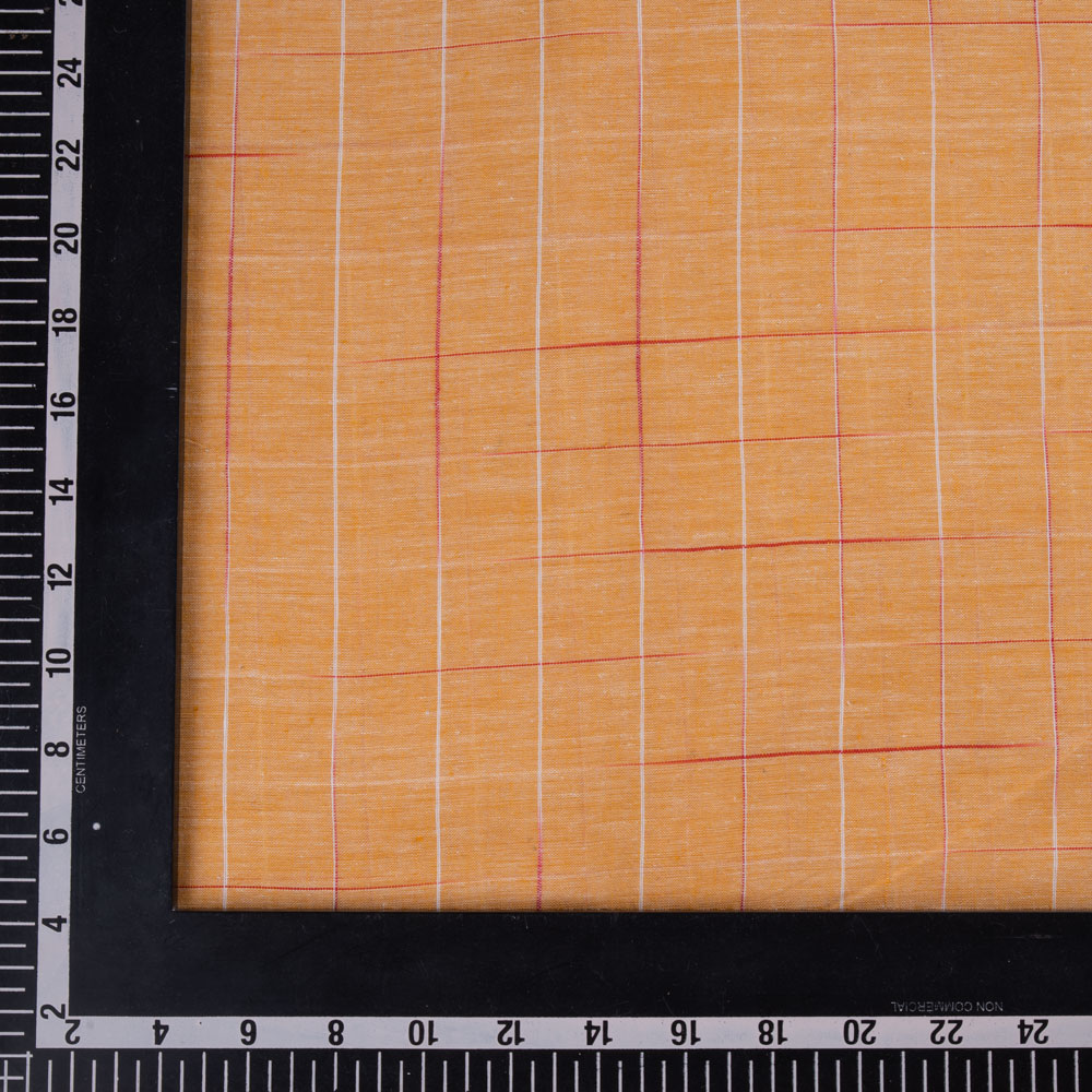 Orange tie-dye fabric in a check pattern, made from pure cotton