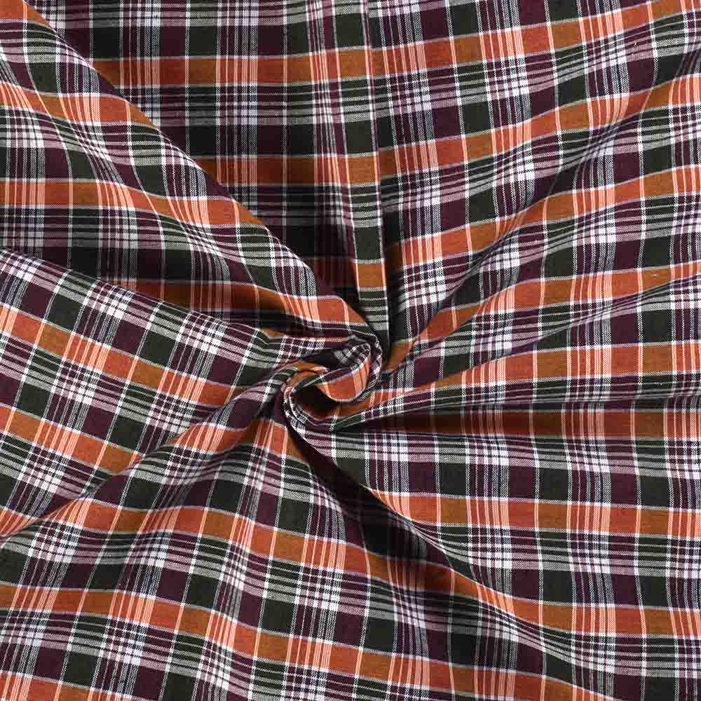 Check Multicolor Pure Cotton 110 GSM Handwoven Fabric