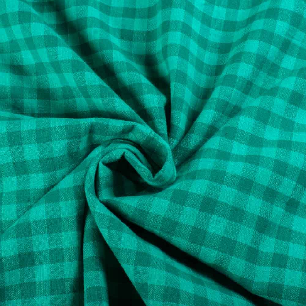 Check Light & Dark Green 130 GSM Khadi Handwoven Fabric