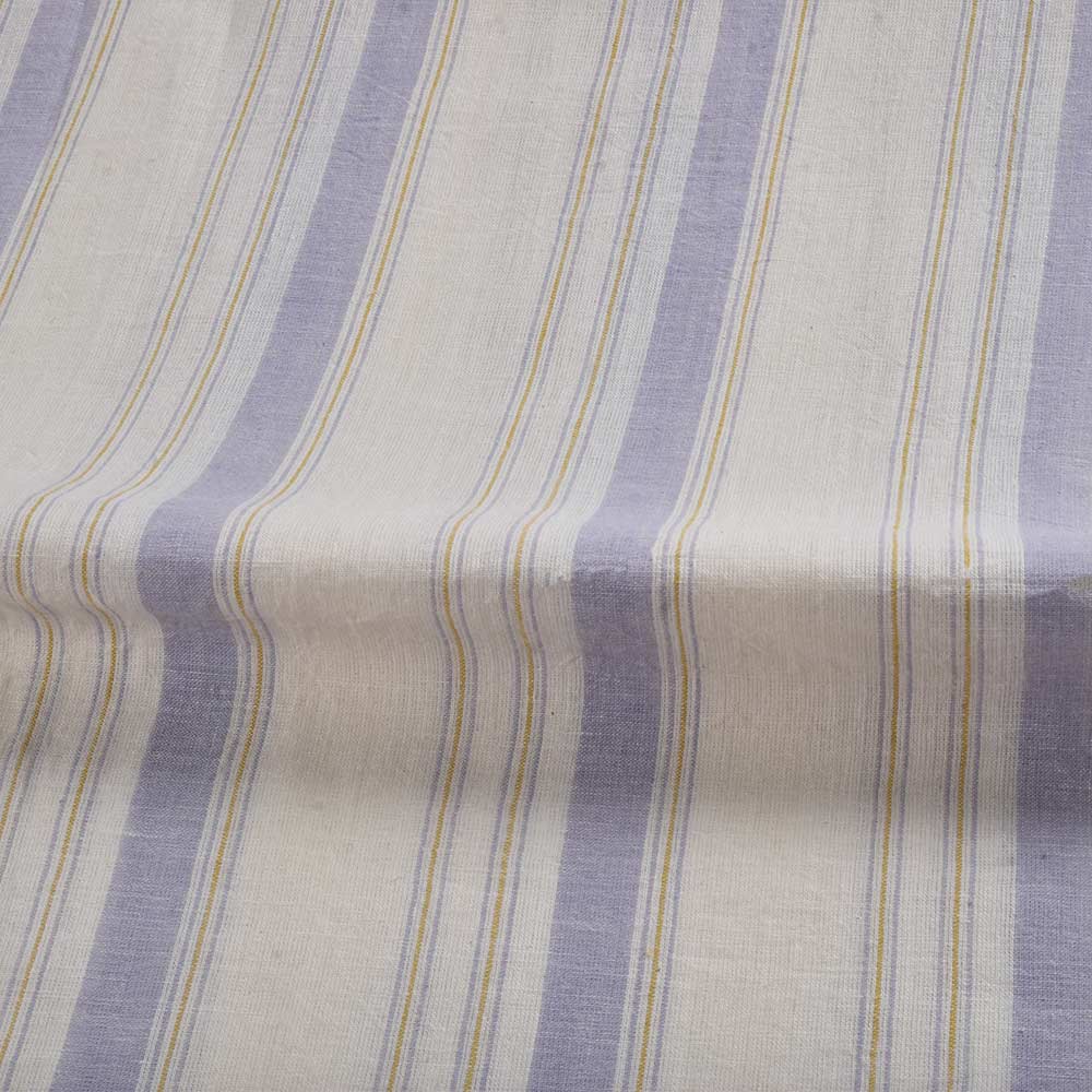 STRIPE WHITE & PURPLE PURE COTTON 105 GSM HANDWOVEN FABRIC