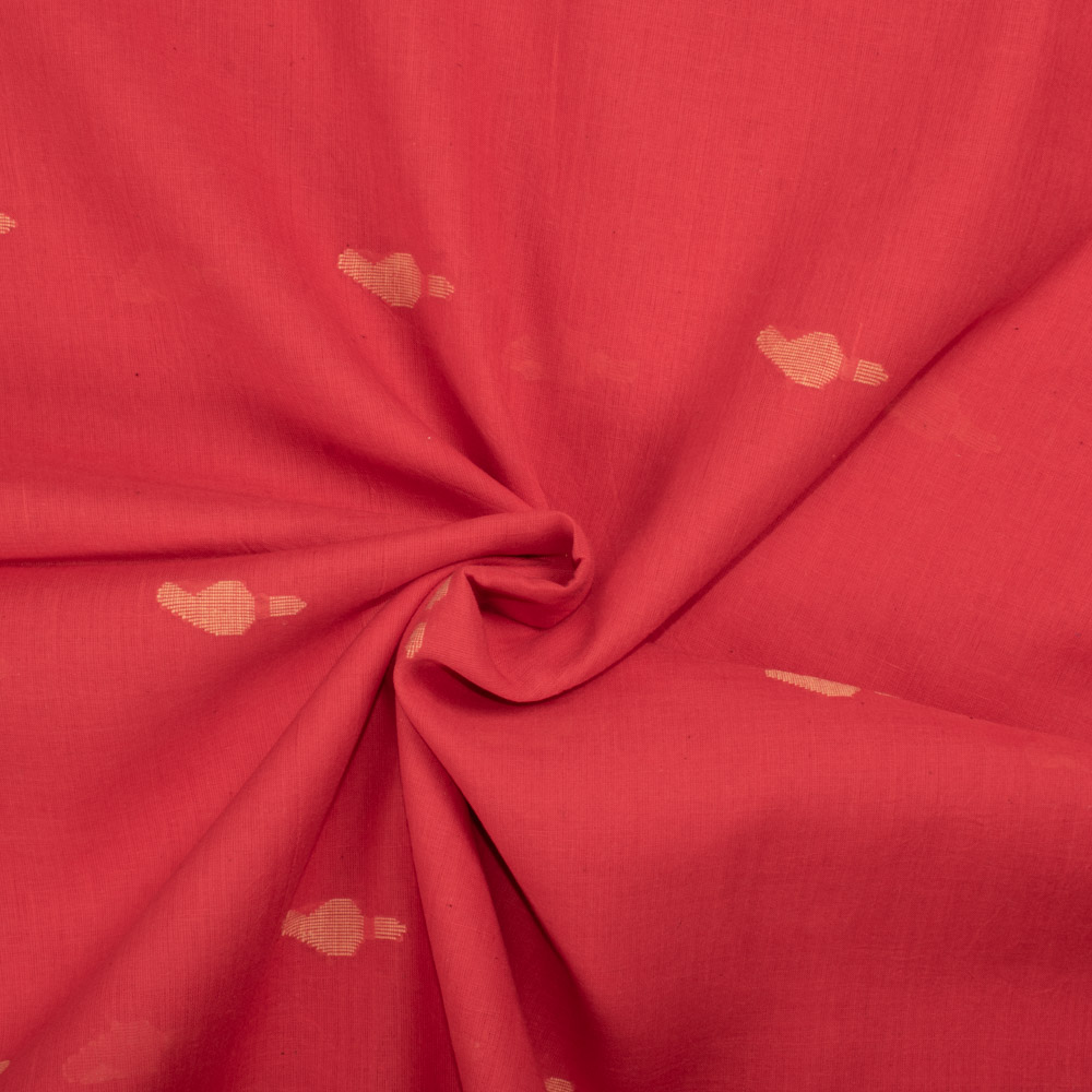 Geometric Red Jamdani Pure Cotton 55 GSM Fabric