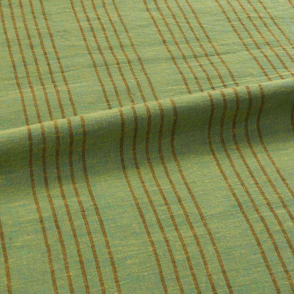 STRIPE GREEN PURE COTTON 85 GSM HANDWOVEN FABRIC