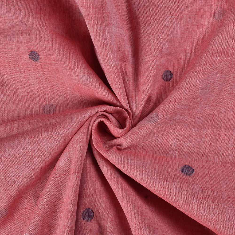 Pink Geometric Jamdani Khadi Cotton 55 GSM Handwoven Fabric