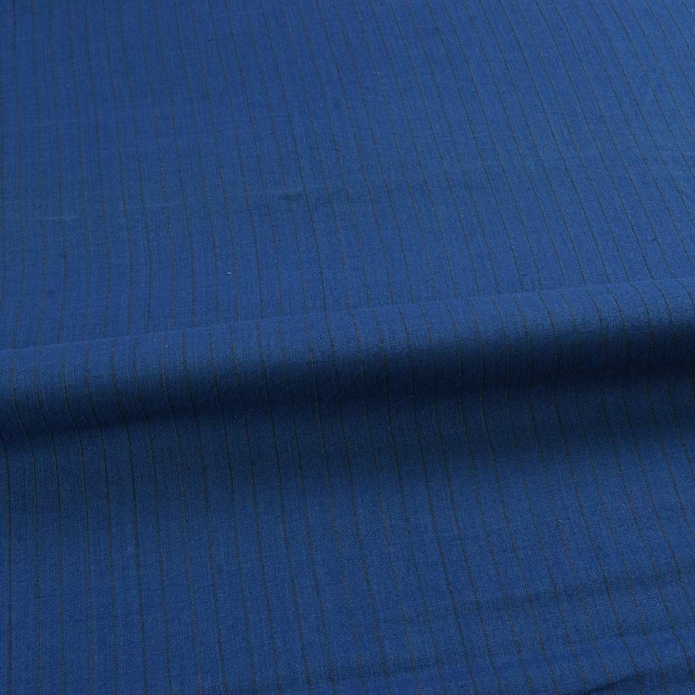 STRIPE BLUE PURE COTTON 74 GSM HANDWOVEN FABRIC P17