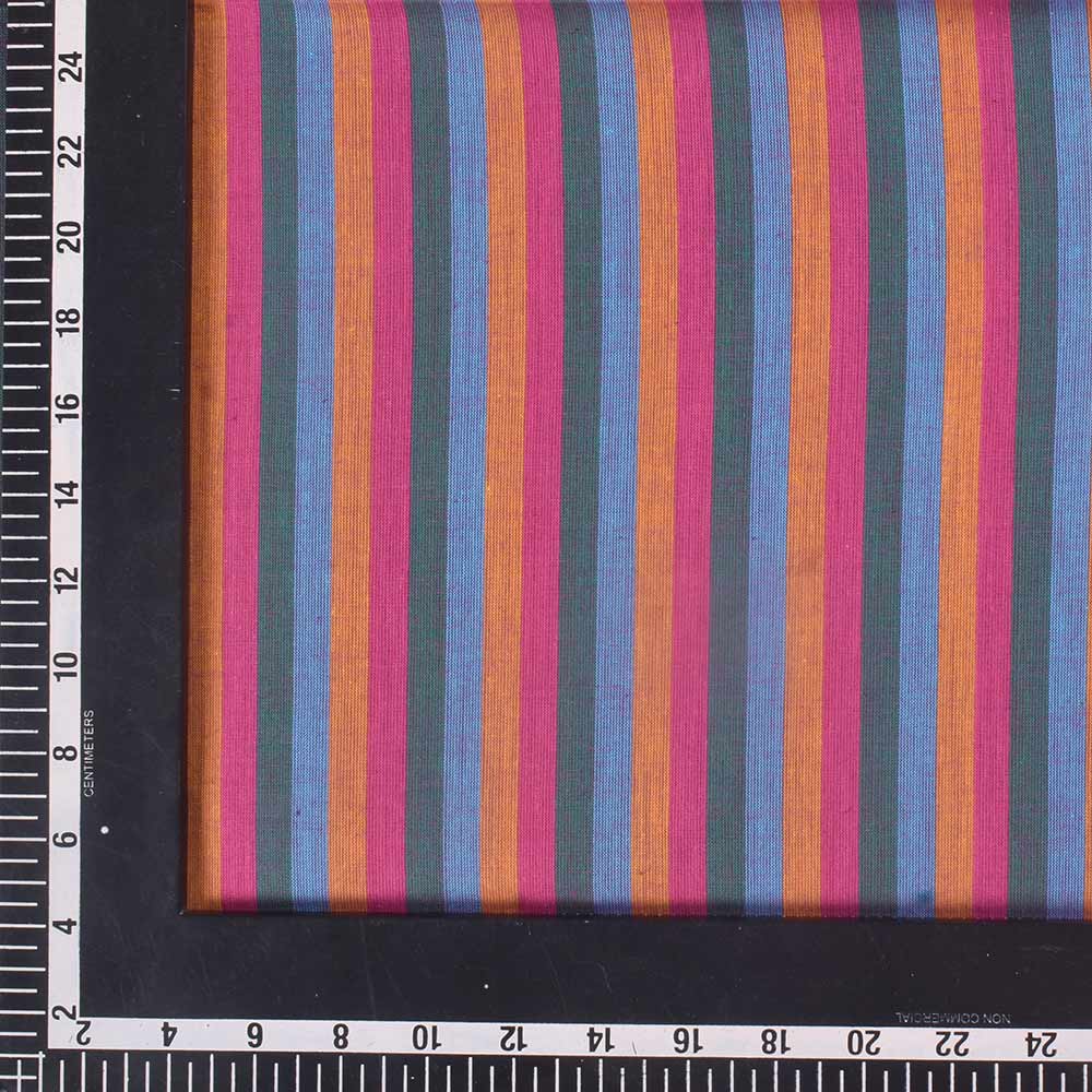 STRIPE MULTI COLOR PURE COTTON 80 GSM HANDWOVEN FABRIC 249