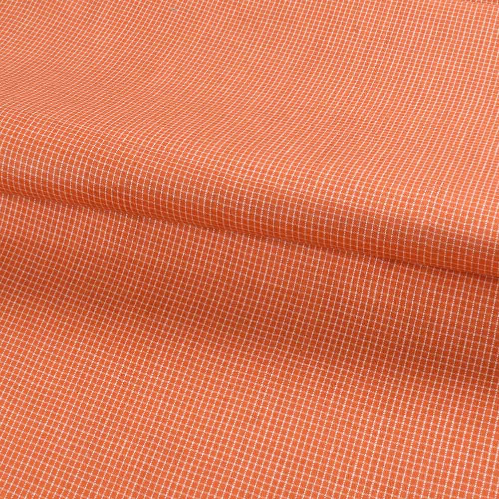 CHECK DARK ORANGE PURE COTTON 93 GSM HANDWOVEN FABRIC