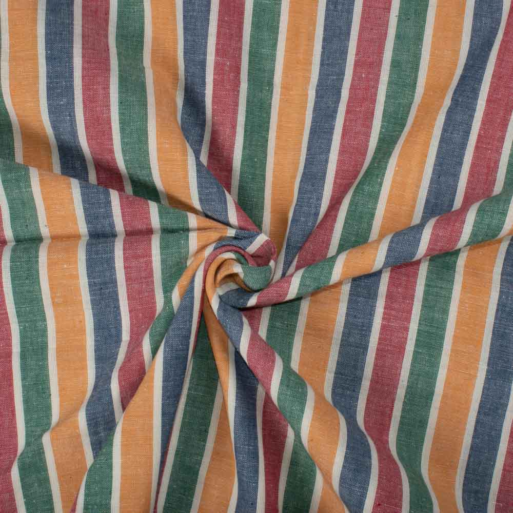 Stripe Multicolor Khadi Cotton 125 GSM Handwoven Fabric