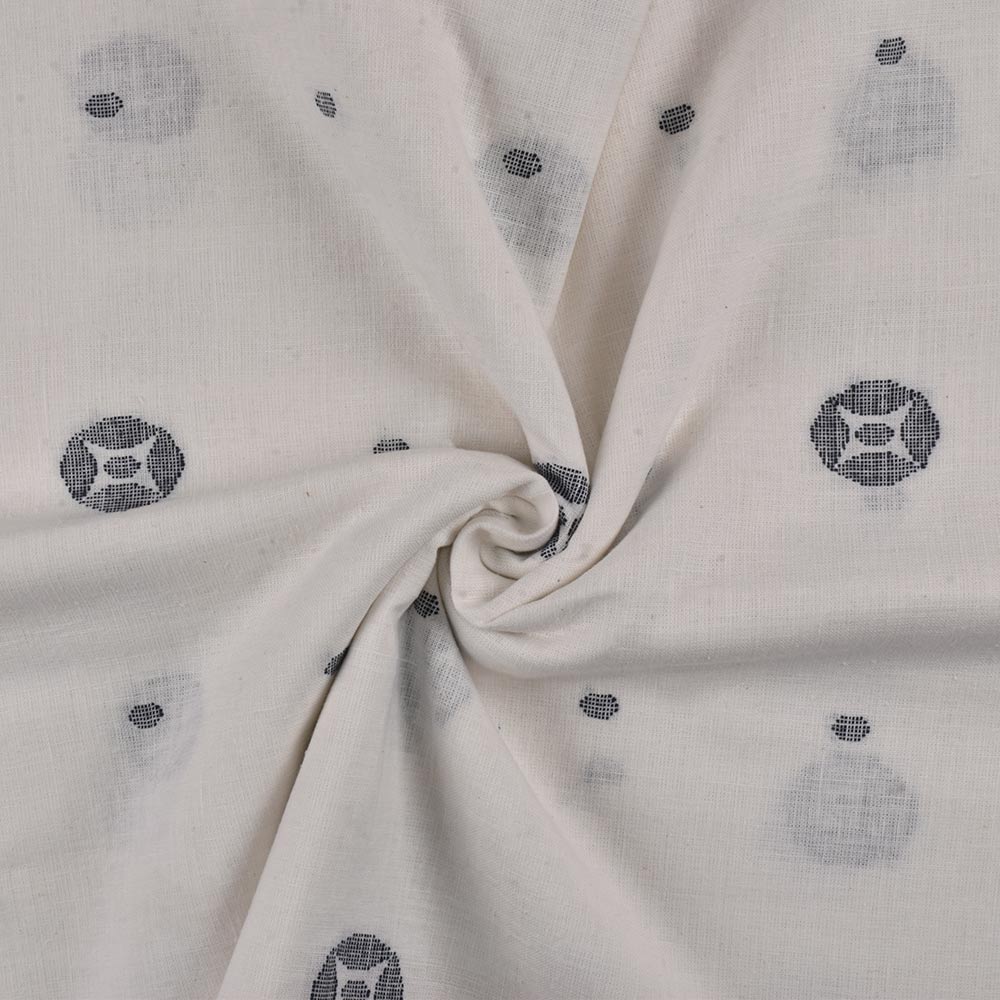 Geometric Cream Jamdani Pure Khadi 115 GSM Fabric