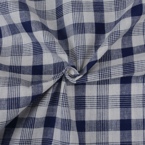 Check Blue & White Pure Cotton 90 GSM Handwoven Fabric 75