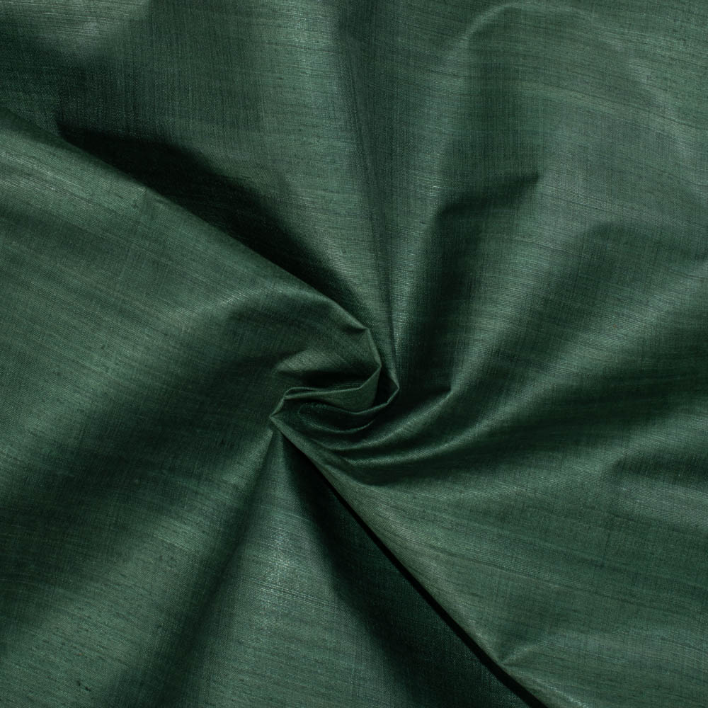 Plain Green Tussar and Matka Silk Blend 78 GSM Handwoven Fabric