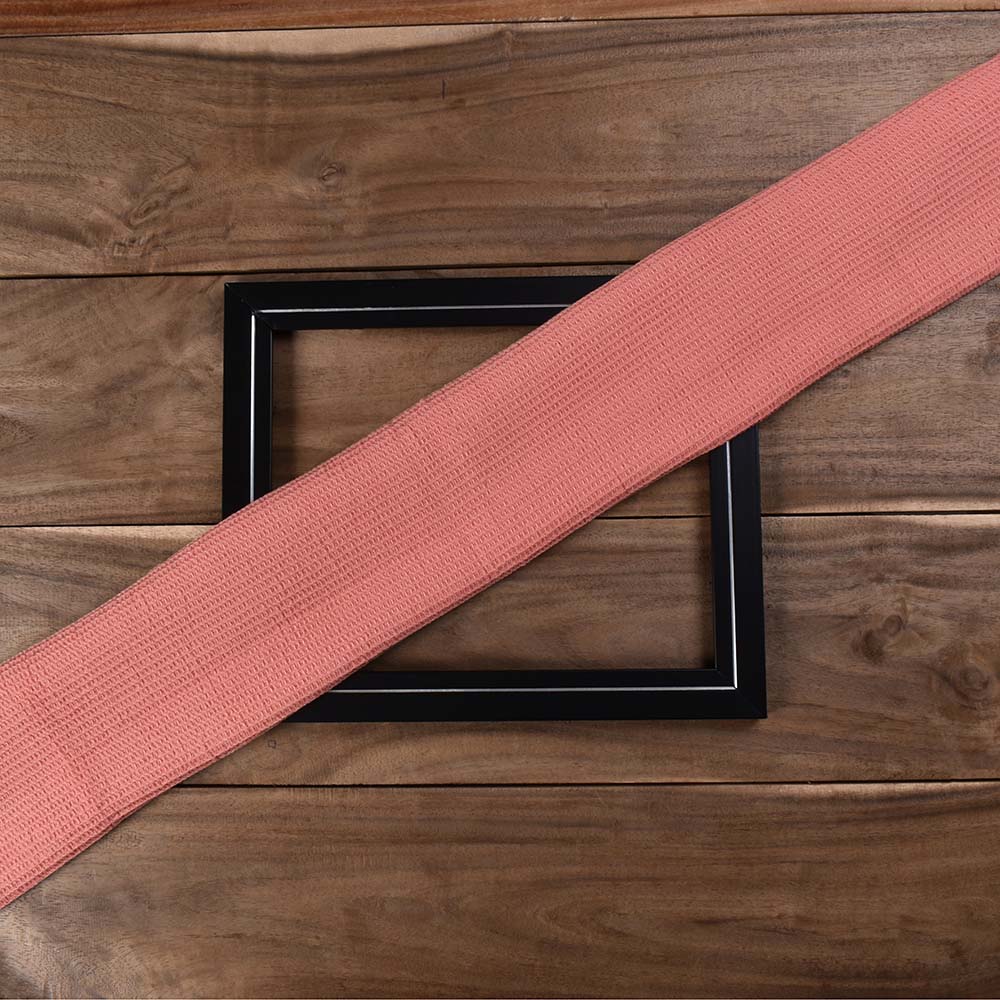 Pink Honeycomb Weave Pure Cotton 122 GSM Handwoven Waffle Fabric