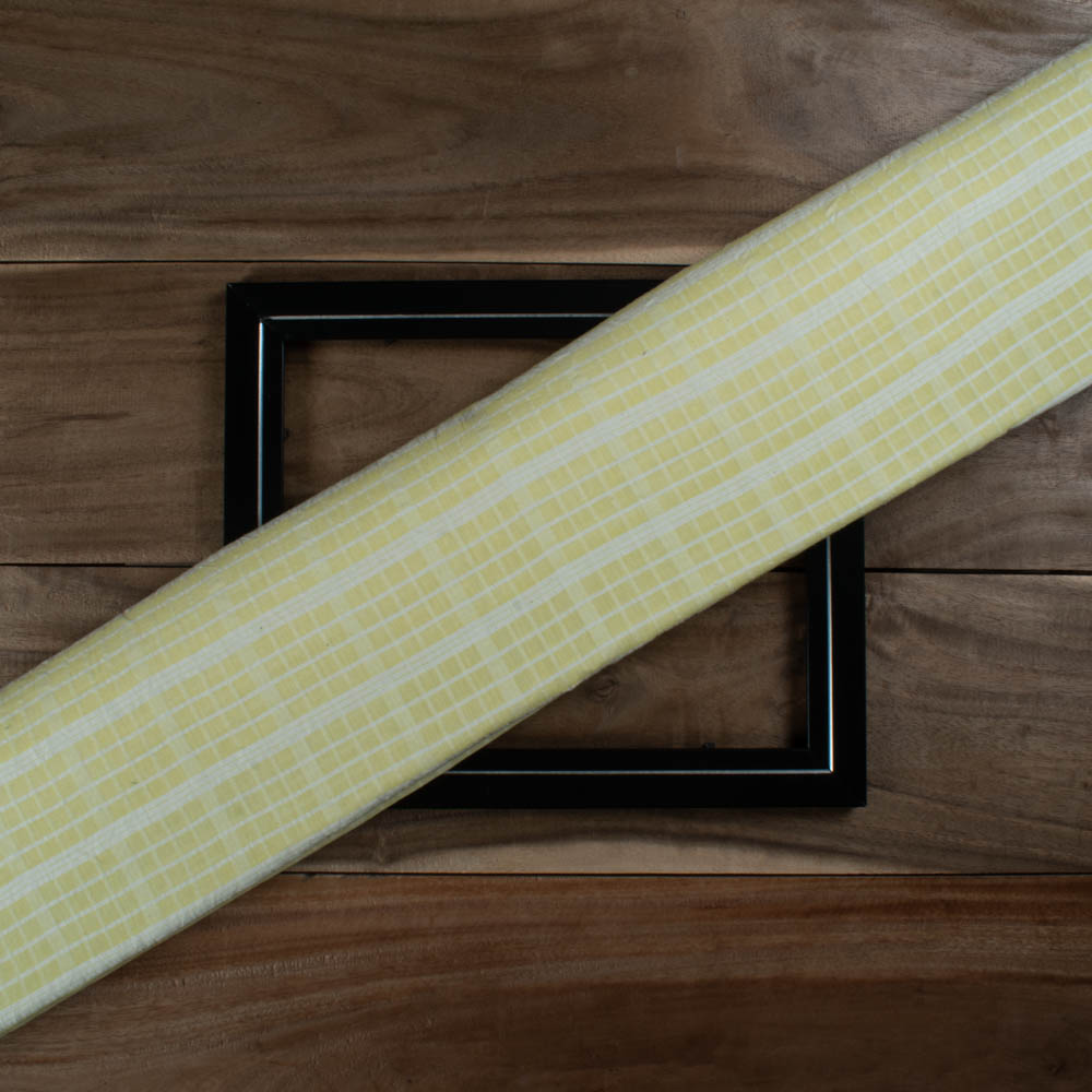 Yellow Base White Check Pure Cotton 80 GSM Handwoven Fabric