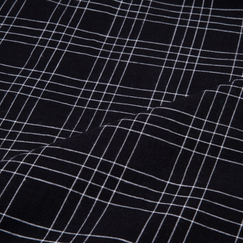 CHECK BLACK PURE COTTON 105 GSM HANDWOVEN FABRIC 210