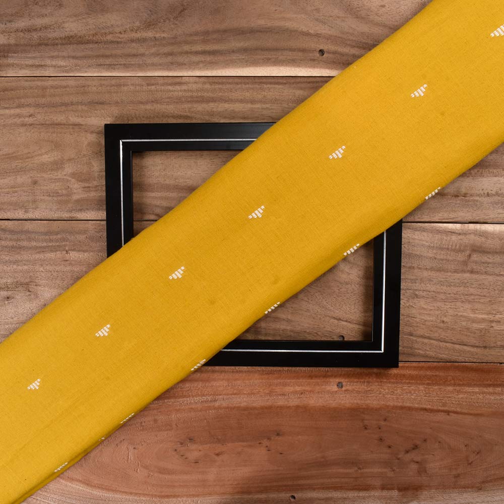 Geometric Yellow Jamdani Pure Cotton 120 GSM Handowven Fabric